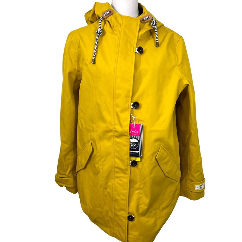 Ladies Joules Coast Antique Gold Yellow Right As Rain Coat Jacket US 10 UK 14